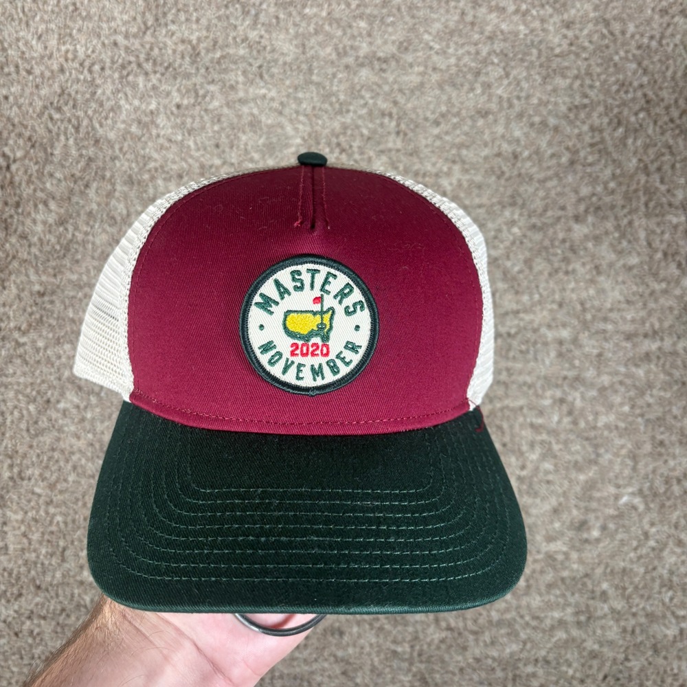 American Needle Masters November 2020 Trucker Hat Burgundy Green Snapback